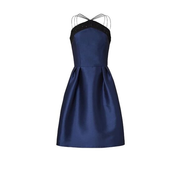 Theia Navy Blue Strappy Halter Dress $595 - Picture 3 of 7